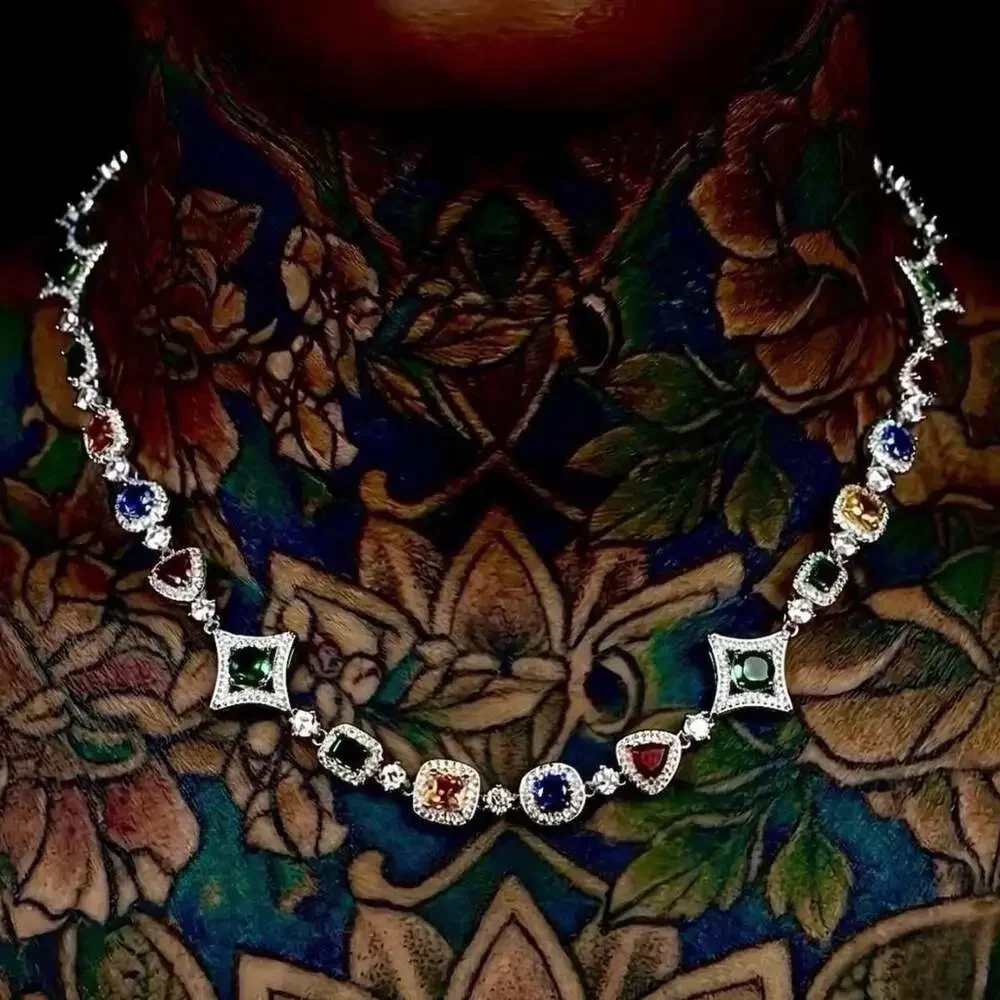 Multi Coloured Gemstone Necklace 18 Inch Aa 09